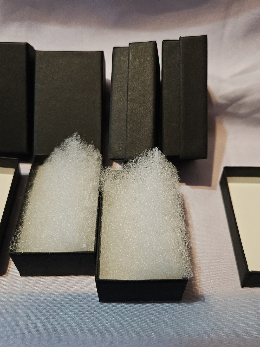 Set of Black Jewelry Gift Boxes with White Fillers
